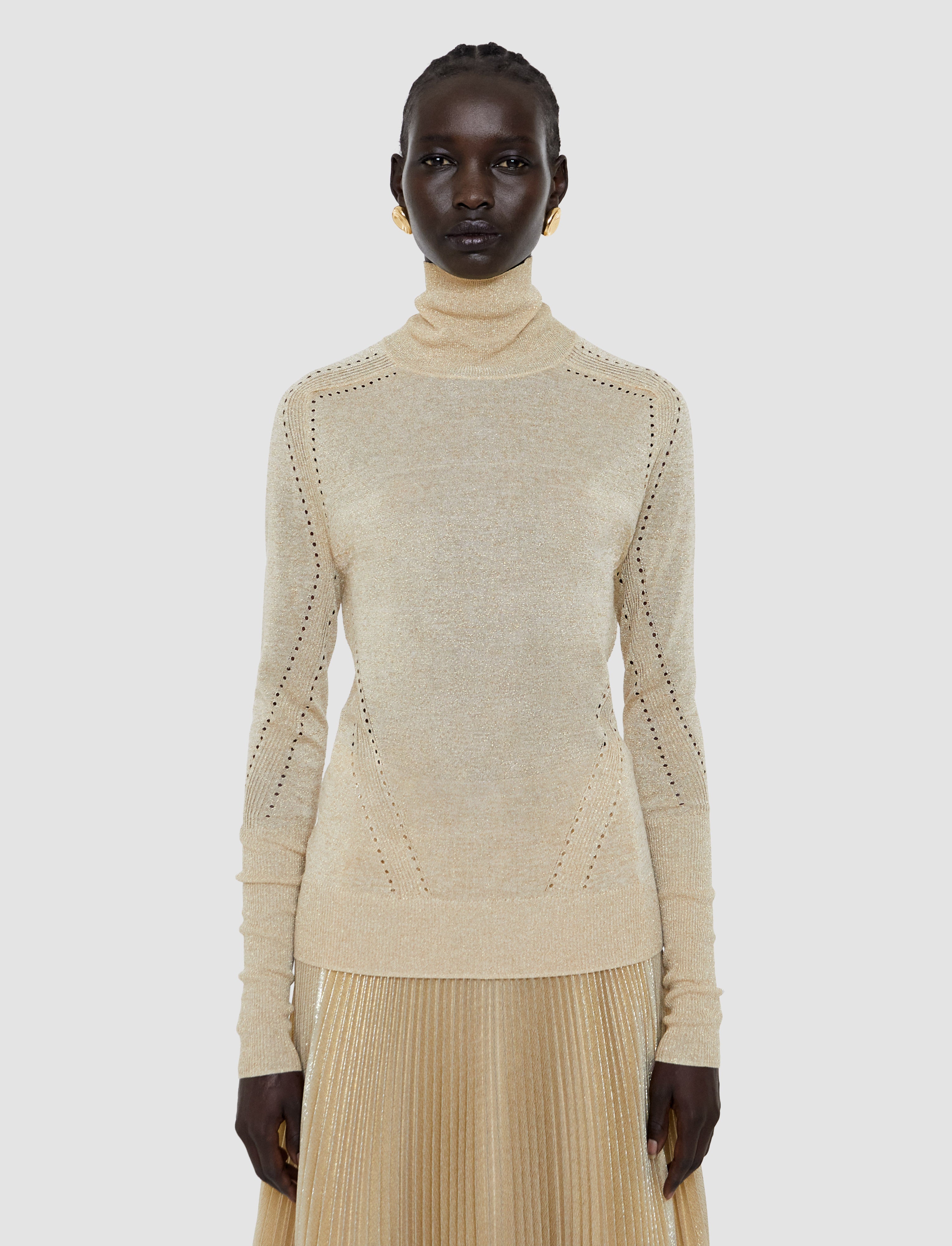 Leblanc Lurex Knit Jumper in Gold | JOSEPH GB