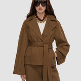Brown Leda Cotton Twill Jacket - Joseph