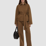 Brown Leda Cotton Twill Jacket - Joseph