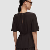 Brown Libby Silk Blend Crepe Top - Joseph