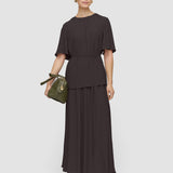 Brown Libby Silk Blend Crepe Top - Joseph