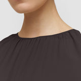 Brown Libby Silk Blend Crepe Top - Joseph