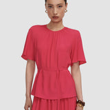 Pink Libby Silk Blend Crepe Top - Joseph
