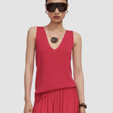 Pink Libby Silk Blend Crepe Top - Joseph
