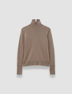 Brown Light Pure Cashmere High Neck Jumper - Joseph