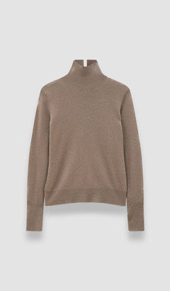 Brown Light Pure Cashmere High Neck Jumper - Joseph