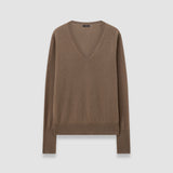 Brown Light Pure Cashmere V Neck Jumper - Joseph