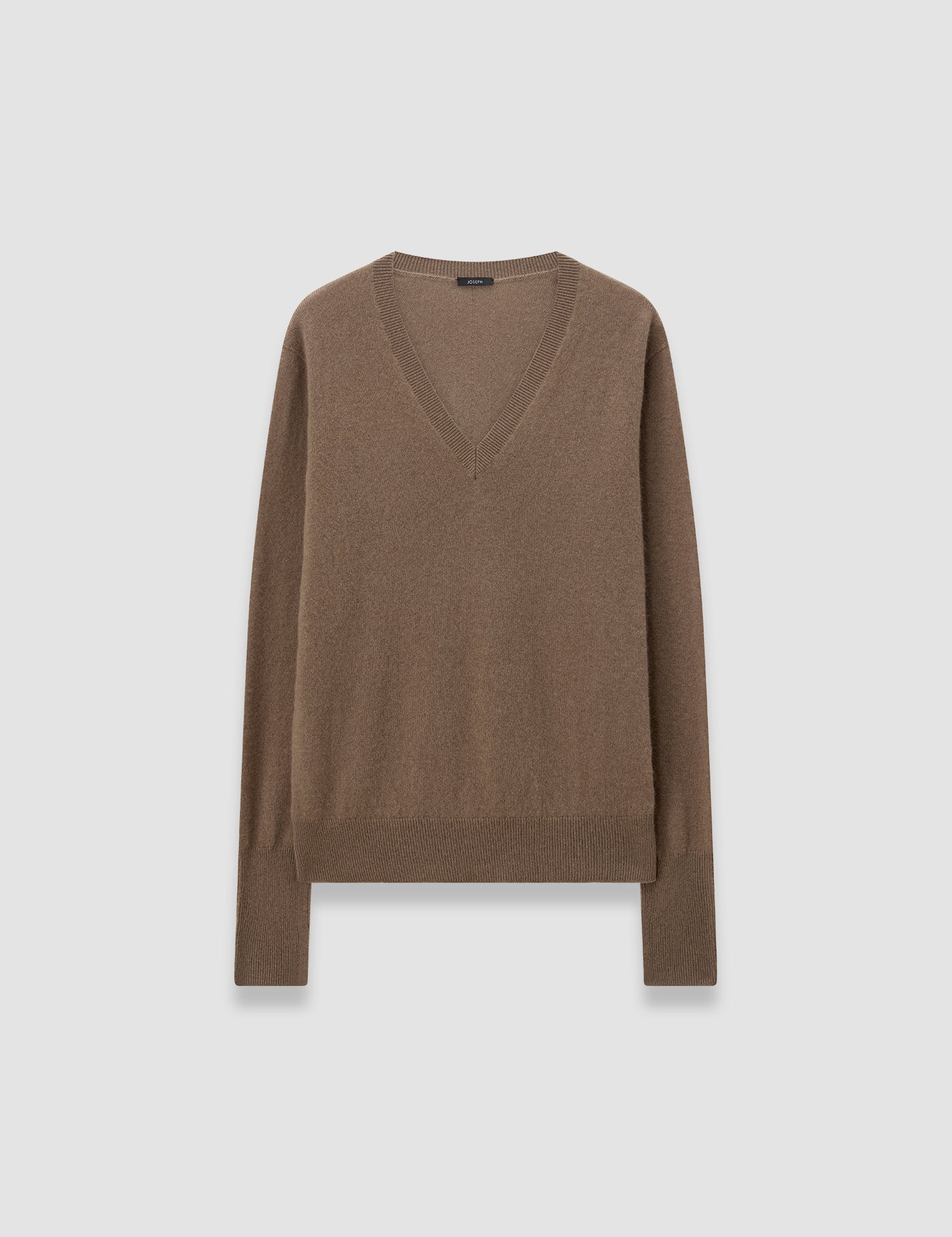 Brown Light Pure Cashmere V Neck Jumper - Joseph