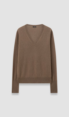 Brown Light Pure Cashmere V Neck Jumper - Joseph