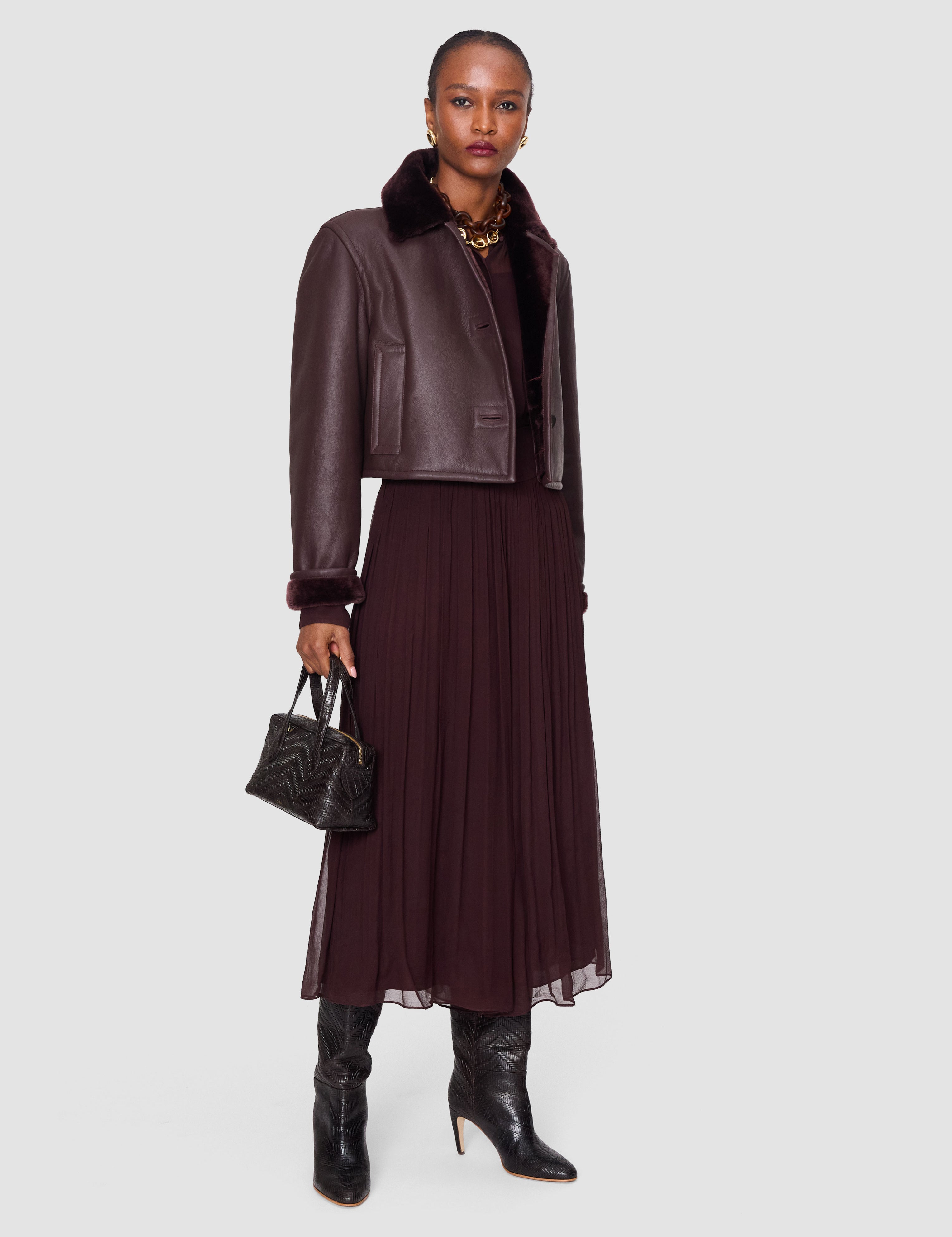 Purple Liri Natural Shearling Jacket - Joseph