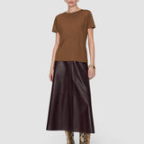 Brown Livia Mercerised Cotton T-Shirt - Joseph