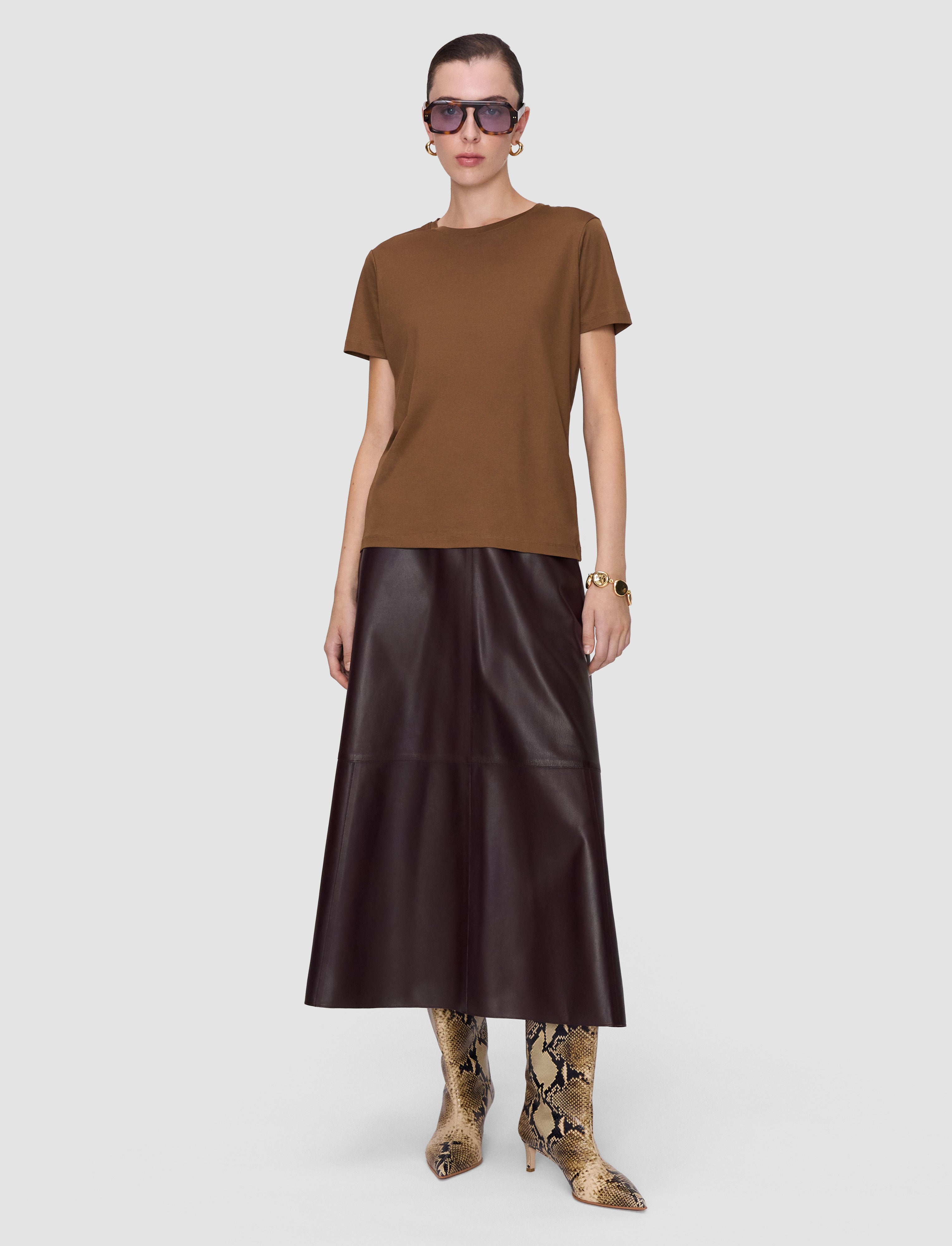 marron-t-shirt-livia-en-coton-mercerise-JOSEPH