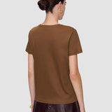 Brown Livia Mercerised Cotton T-Shirt - Joseph