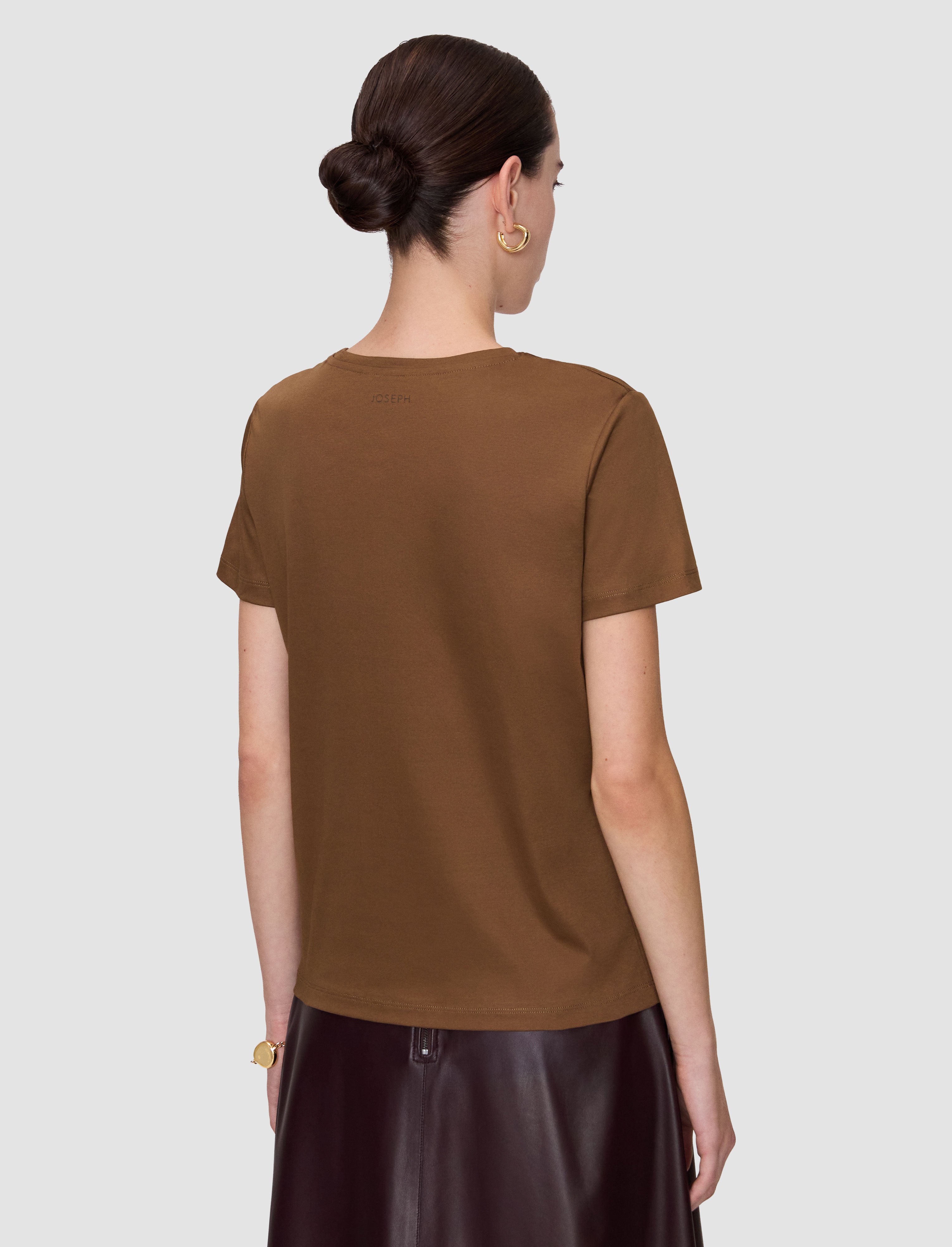marron-t-shirt-livia-en-coton-mercerise-JOSEPH