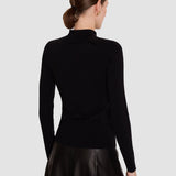 Black Lola Silk Stretch High Neck Top - Joseph
