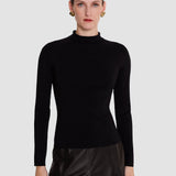 Black Lola Silk Stretch High Neck Top - Joseph