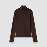 Brown Lola Silk Stretch High Neck Top - Joseph