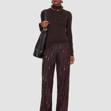 Brown Lola Silk Stretch High Neck Top - Joseph