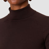 Brown Lola Silk Stretch High Neck Top - Joseph