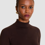 Brown Lola Silk Stretch High Neck Top - Joseph