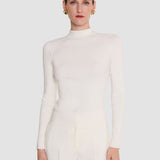 Ivory Lola Silk Stretch High Neck Top - Joseph