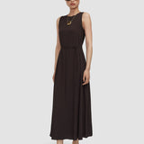 Brown Lottie Silk Blend Crepe Dress - Joseph