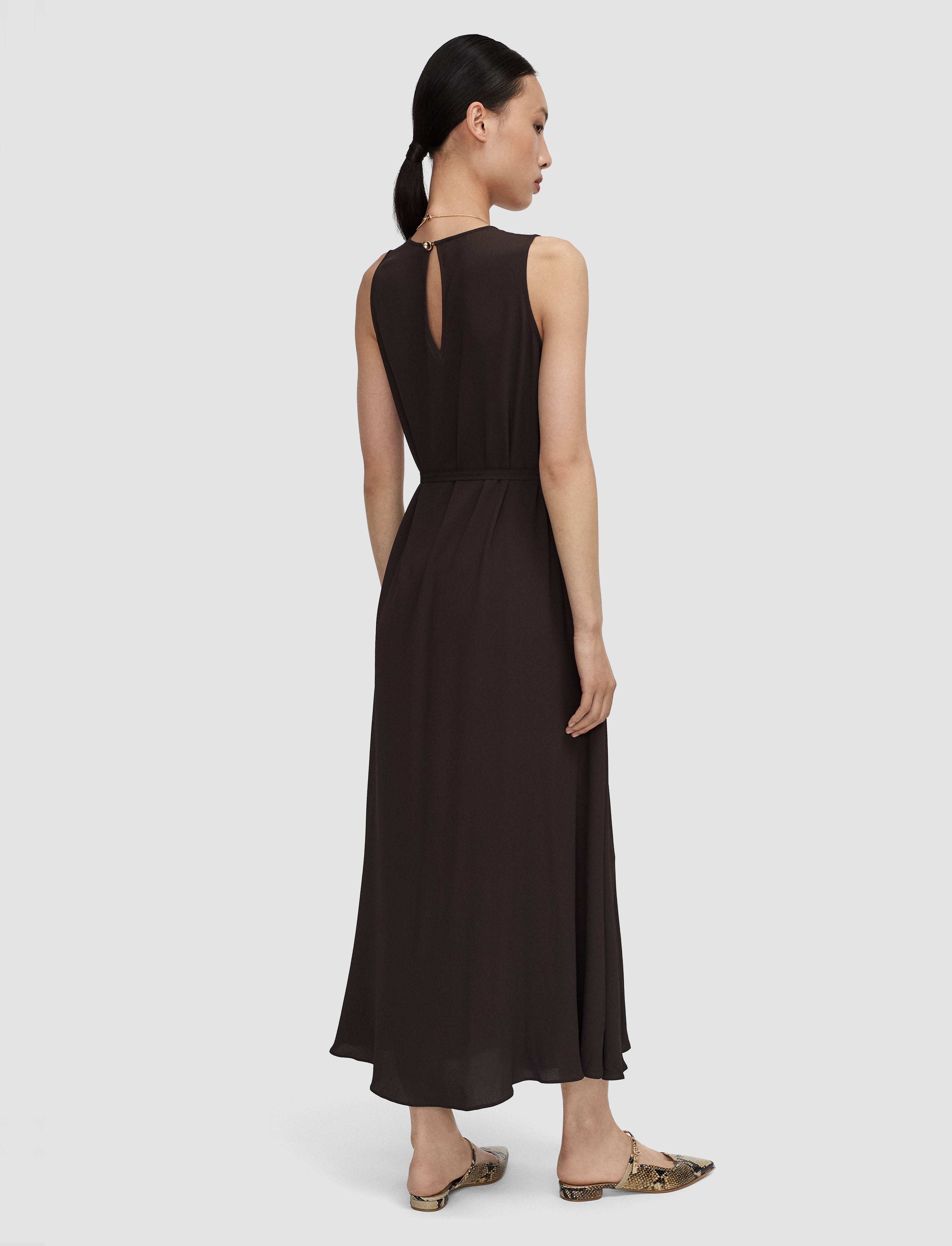 marron-robe-lottie-en-crepe-melange-de-soie-JOSEPH