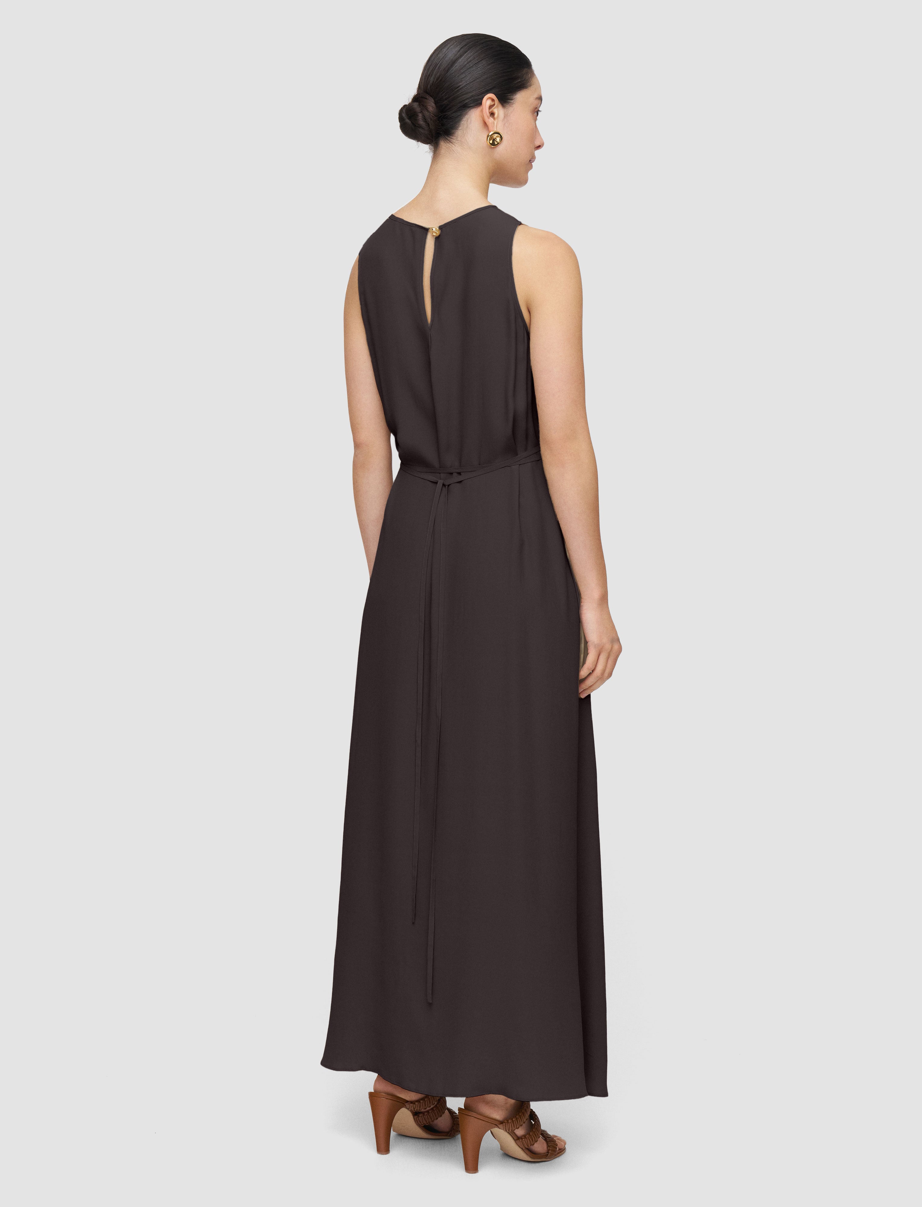 marron-robe-lottie-en-crepe-melange-de-soie-JOSEPH