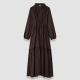 Brown Lotus Textured Silk Dress - Joseph