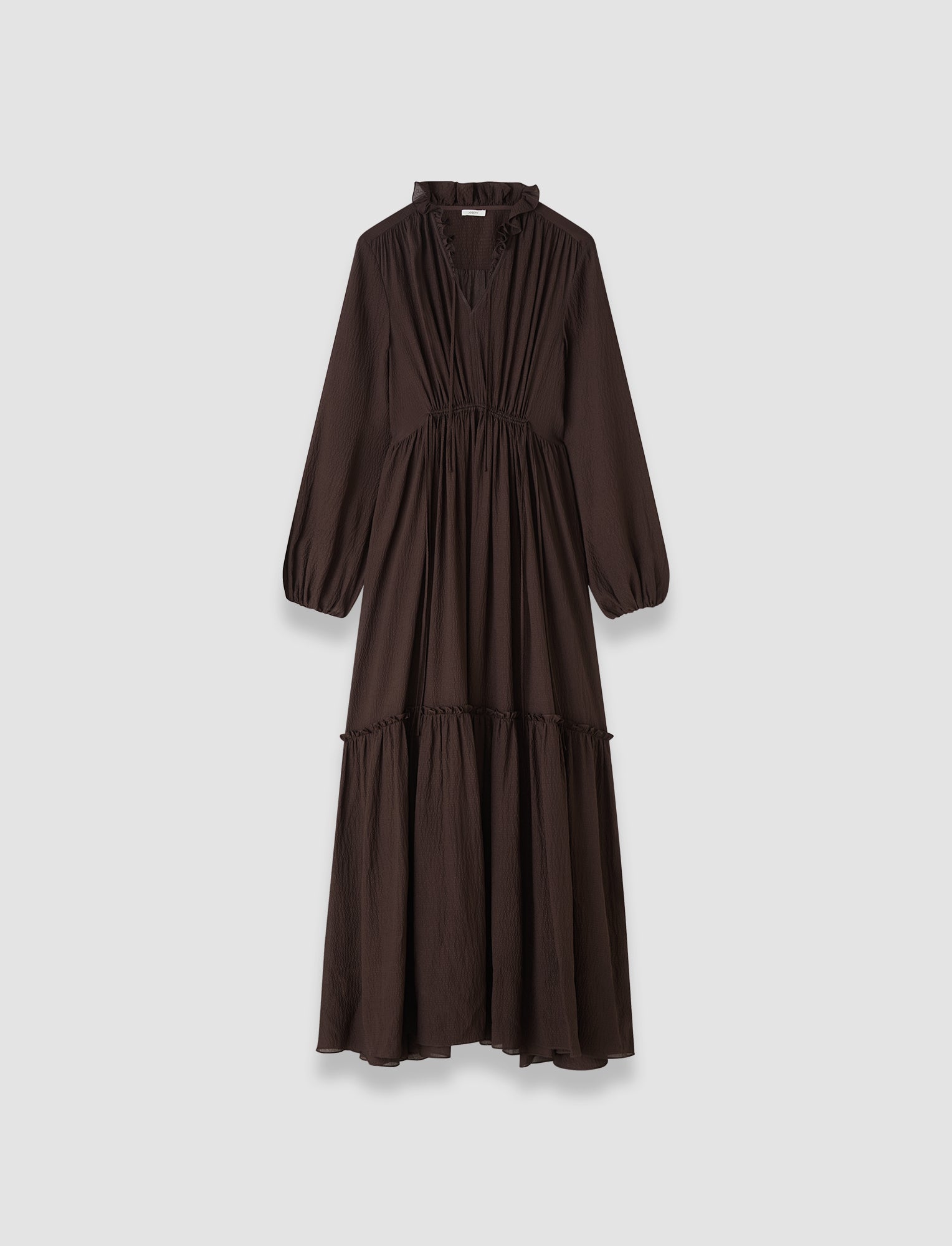 brown-lotus-textured-silk-dress-JOSEPH