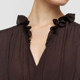 Brown Lotus Textured Silk Dress - Joseph