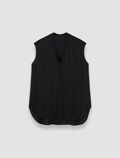Black Lucien Pleat Jacquard Blouse - Joseph