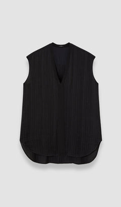 Black Lucien Pleat Jacquard Blouse - Joseph