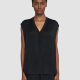 Black Lucien Pleat Jacquard Blouse - Joseph