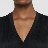 Black Lucien Pleat Jacquard Blouse - Joseph
