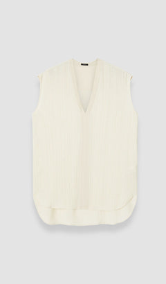 White Lucien Pleat Jacquard Blouse - Joseph