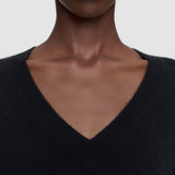 Black Lucille Light Pure Cashmere V Neck Jumper - Joseph