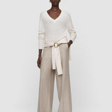 White Lucille Light Pure Cashmere V Neck Jumper - Joseph