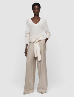 White Lucille Light Pure Cashmere V Neck Jumper - Joseph