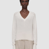 White Lucille Light Pure Cashmere V Neck Jumper - Joseph