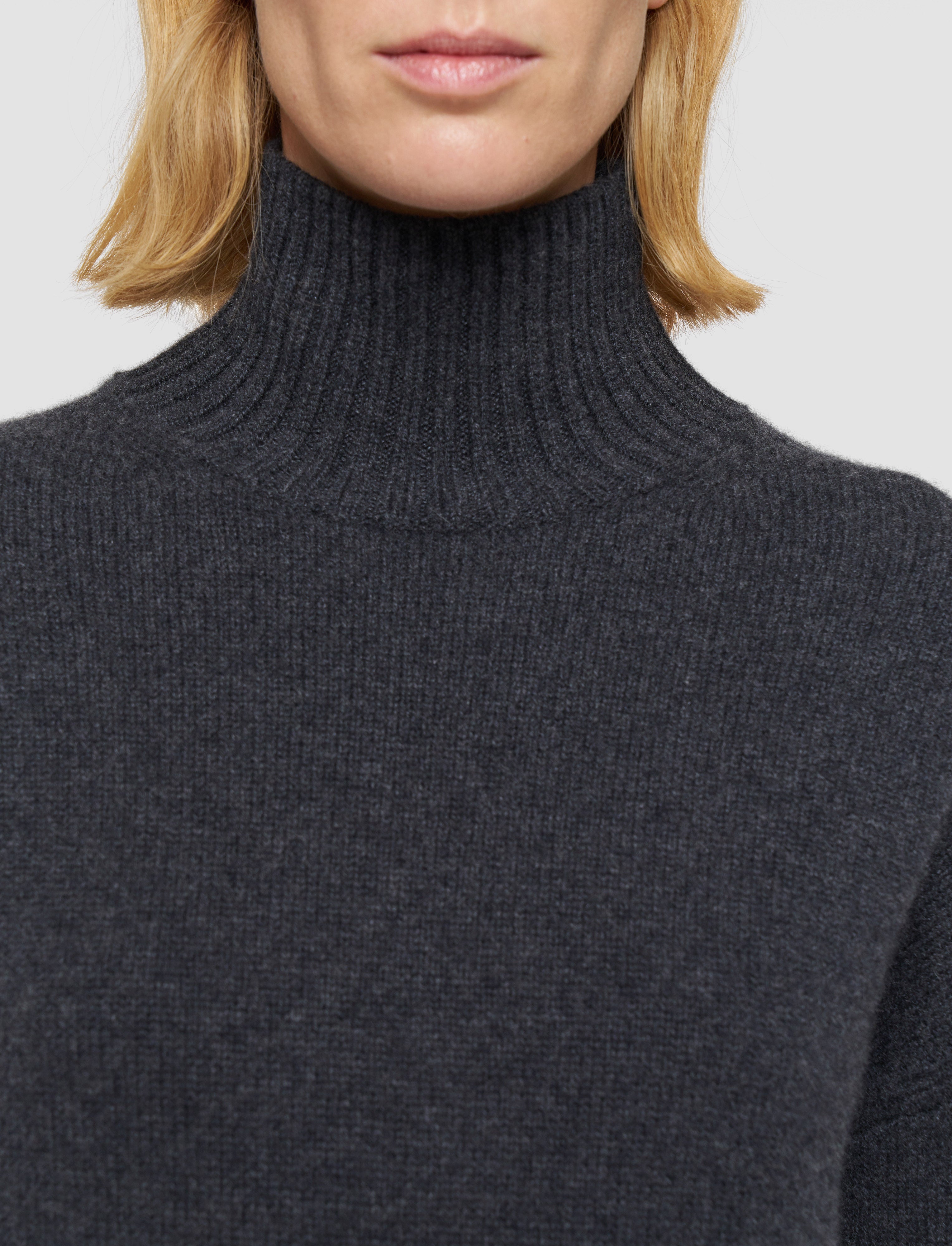 グレー-luxe-cashmere-ハイネックジャンパー-JOSEPH