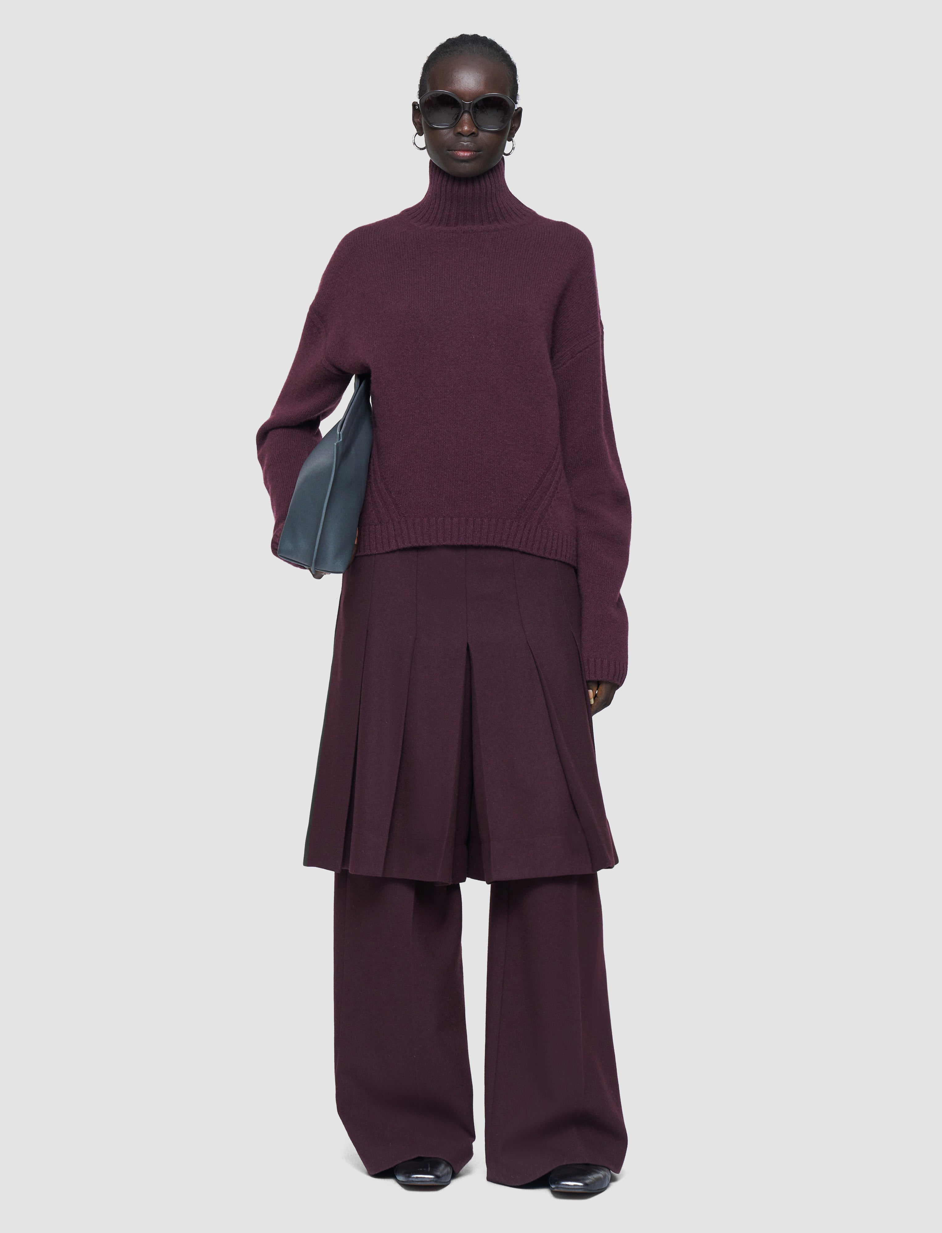 パープル-luxe-cashmere-ハイネックジャンパー-JOSEPH