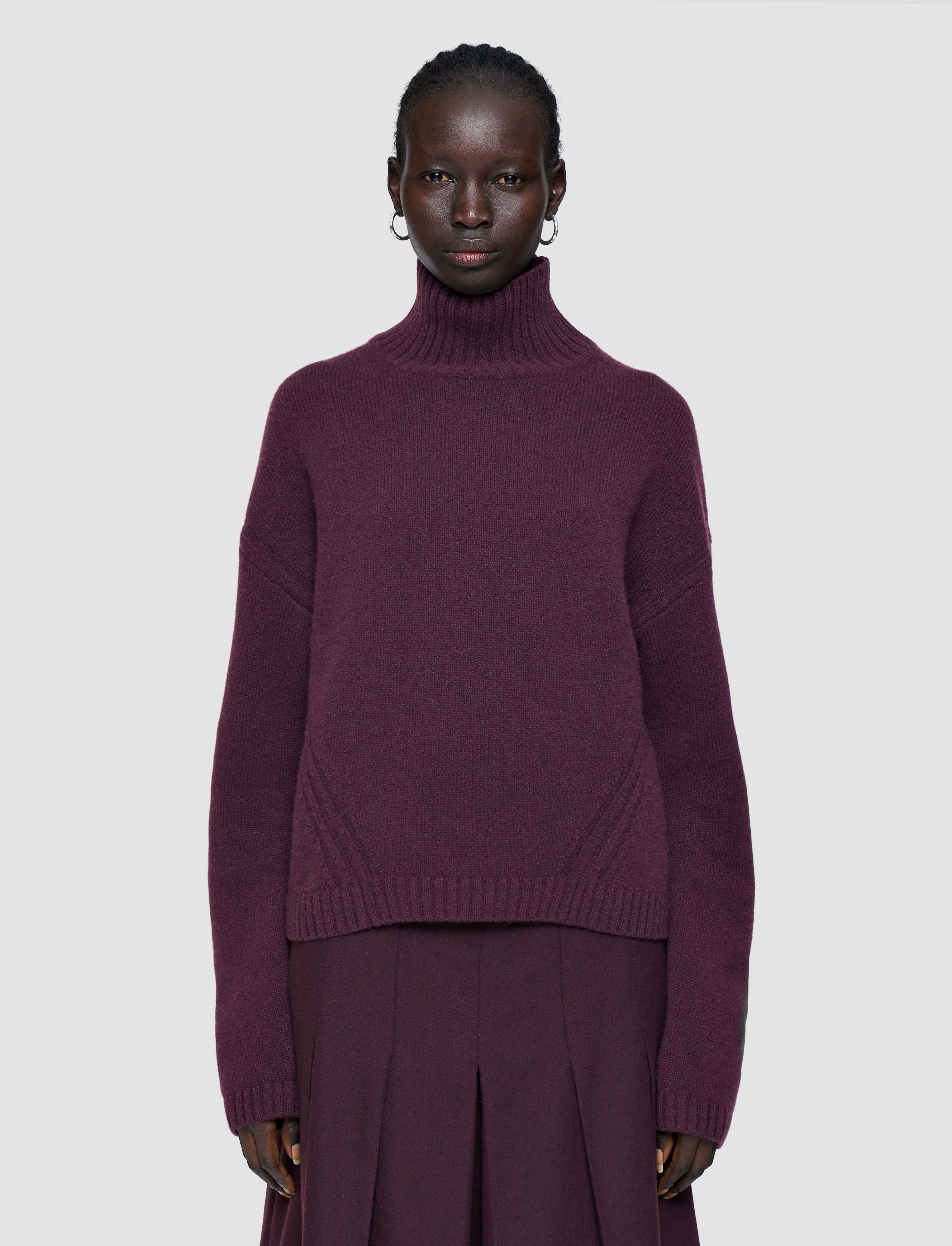 パープル-luxe-cashmere-ハイネックジャンパー-JOSEPH
