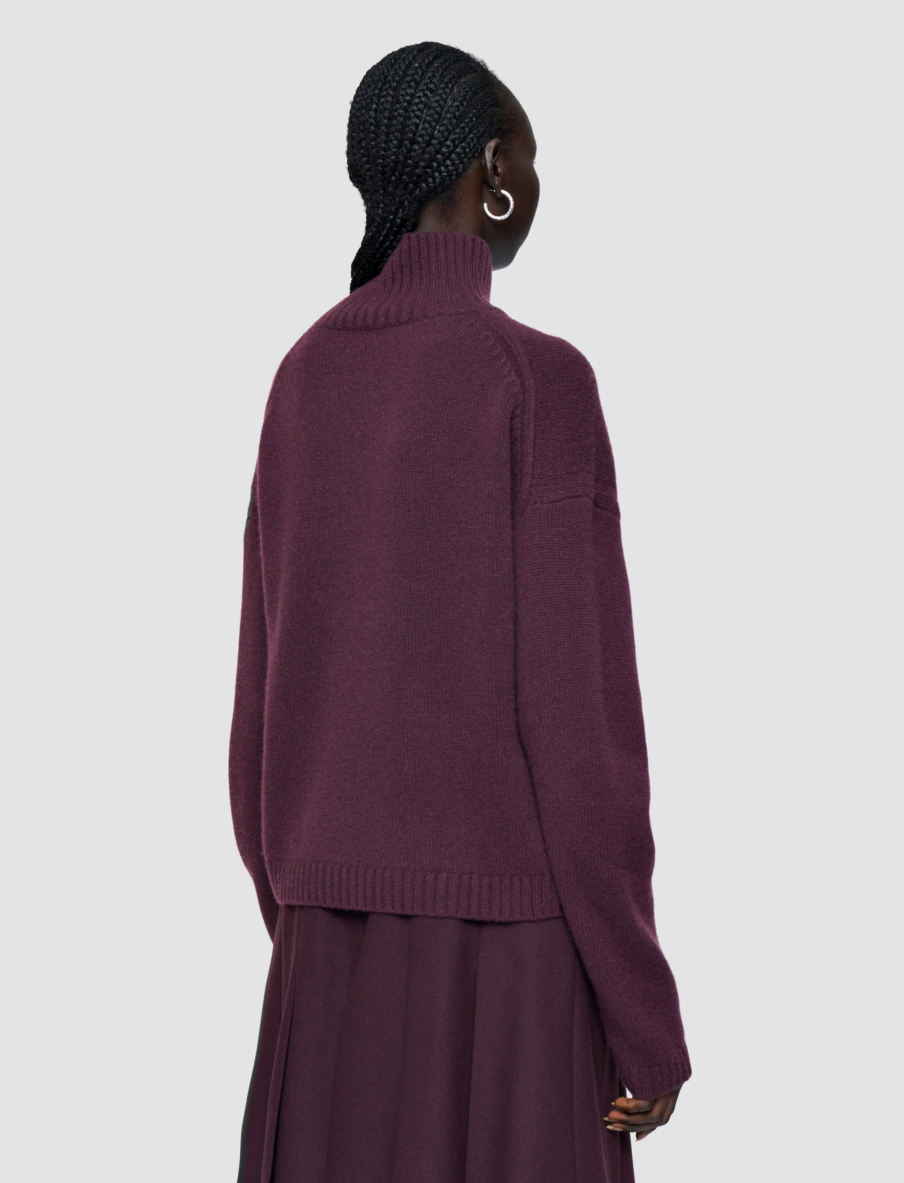 パープル-luxe-cashmere-ハイネックジャンパー-JOSEPH