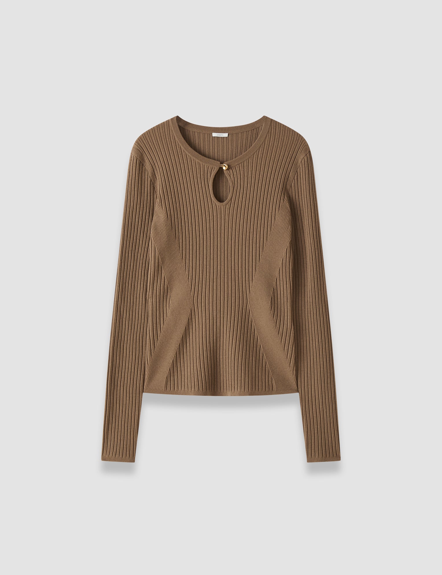 Brown Luz Merino Wool Rib Top - Joseph