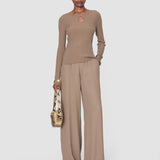 Brown Luz Merino Wool Rib Top - Joseph