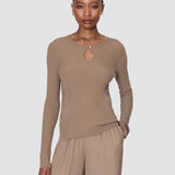 Brown Luz Merino Wool Rib Top - Joseph