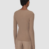 Brown Luz Merino Wool Rib Top - Joseph