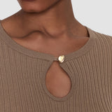 Brown Luz Merino Wool Rib Top - Joseph