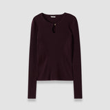Purple Luz Merino Wool Rib Top - Joseph